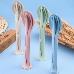 ecocarry portable wheat straw cutlery set – travel & camping tableware kit