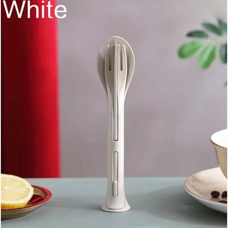 EcoCarry Portable Wheat Straw Cutlery Set Travel Camping Tableware Kit 3