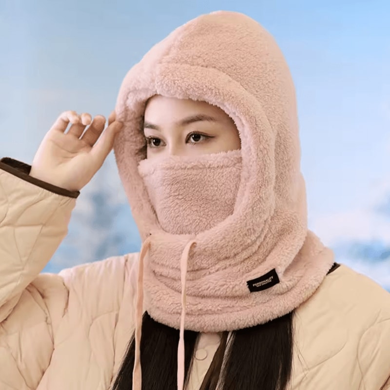 WarmHood Drawstring Winter Balaclava Thermal Hooded Scarf Neck Cover 4
