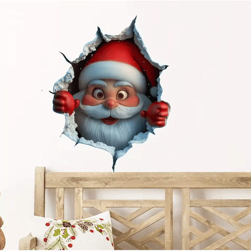 FestiveGlow Christmas Santa Wall Stickers Waterproof Peel Stick Holiday Decor 2
