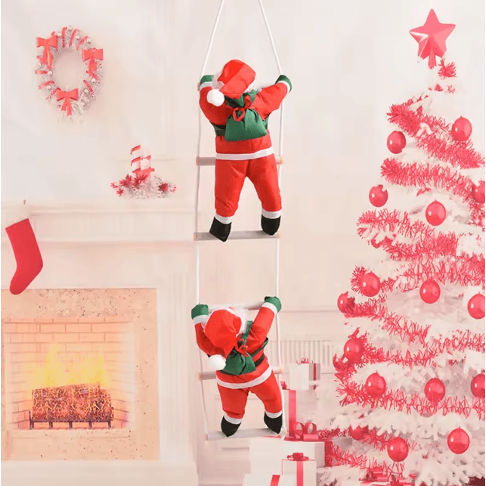 ClimbJoy Santa Ladder Decoration Christmas Hanging Climbing Santa Doll 3