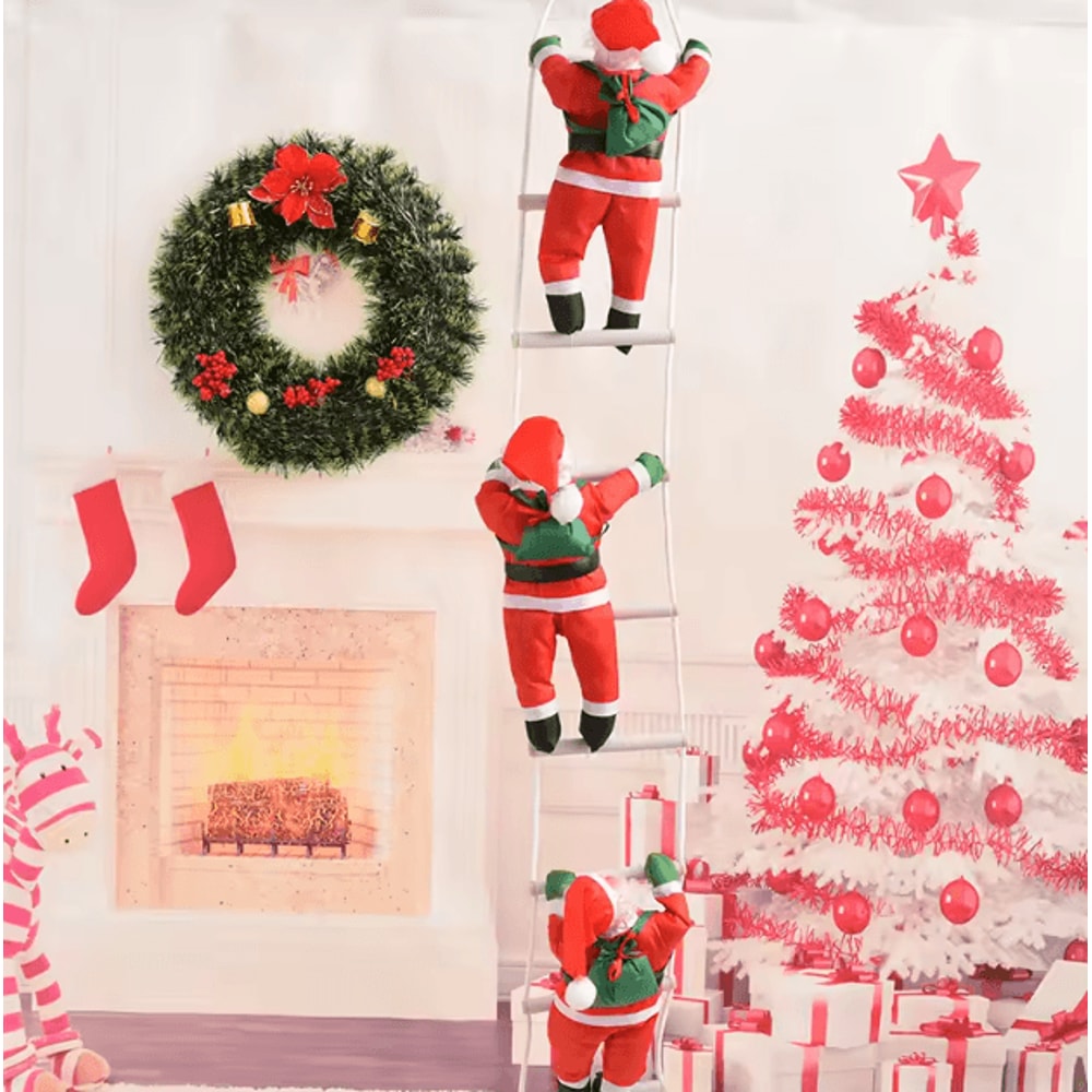 ClimbJoy Santa Ladder Decoration Christmas Hanging Climbing Santa Doll 4