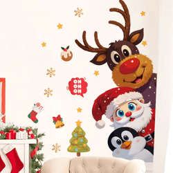 merrymates christmas wall stickers – cute removable vinyl decals for kids rooms