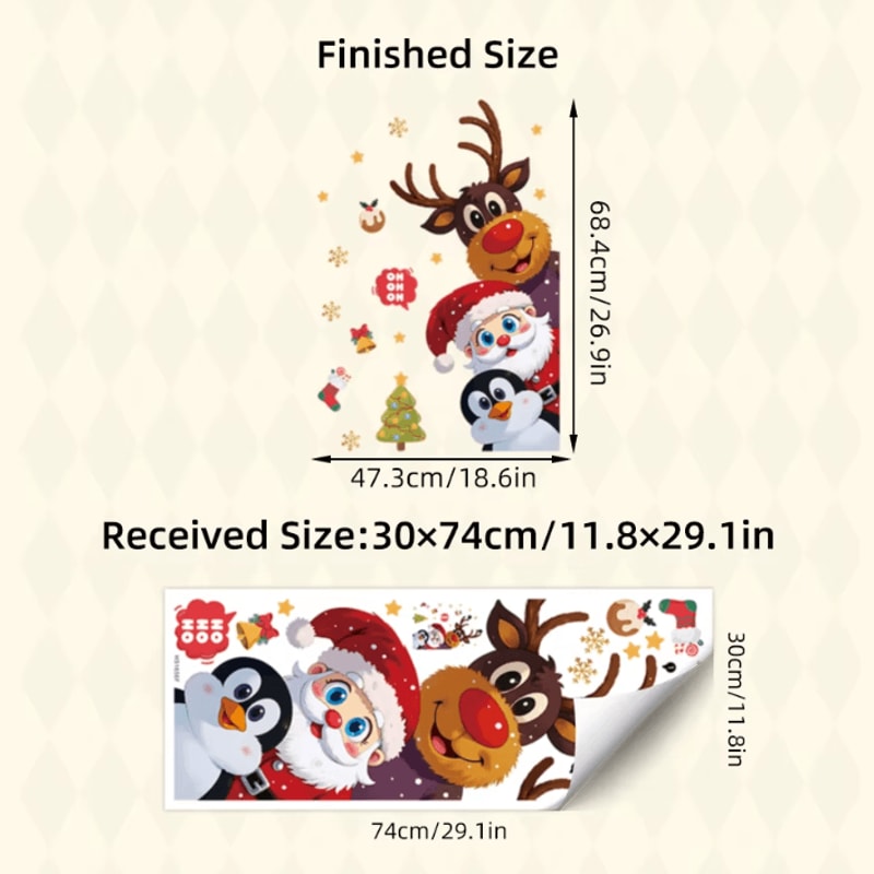 MerryMates Christmas Wall Stickers Cute Removable Vinyl Decals For Kids Rooms 2
