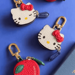 kawaiicharm vintage leather hello kitty keychain – cute japanese bag pendant