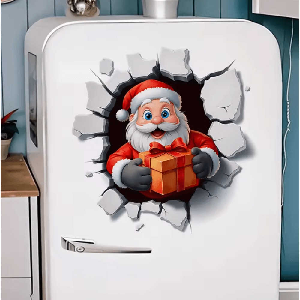 JollyCrack Santa Toilet Sticker Funny 3D Christmas Bathroom Wall Decal 2
