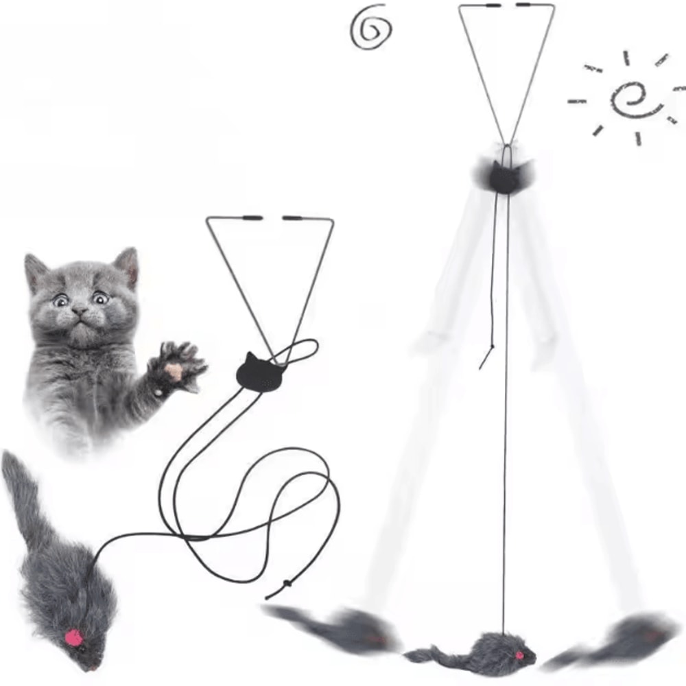 BounceMouse Hanging Door Cat Toy Elastic Interactive Teaser For Endless Play 0