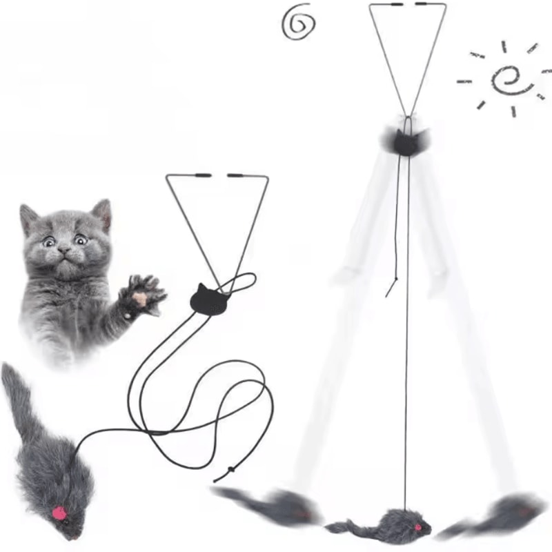 BounceMouse Hanging Door Cat Toy Elastic Interactive Teaser For Endless Play 0