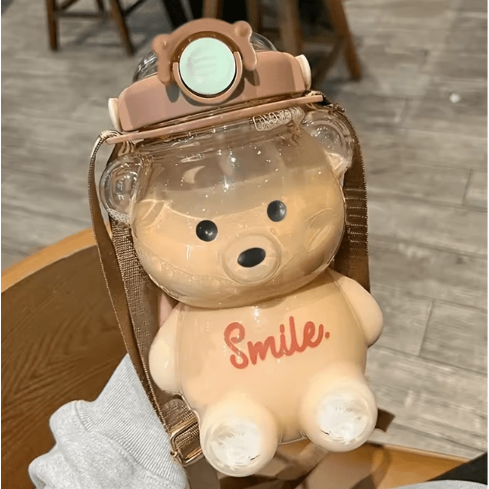 Kawaii Bear Straw Tumbler 1000ml1400ml Cute Water Bottle For Girls Kids 2