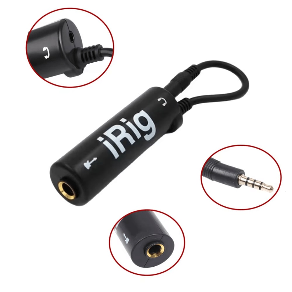 IRig 35mm Guitar Interface Adapter Cable Low Noise Audio Converter For Mobile Recording 2