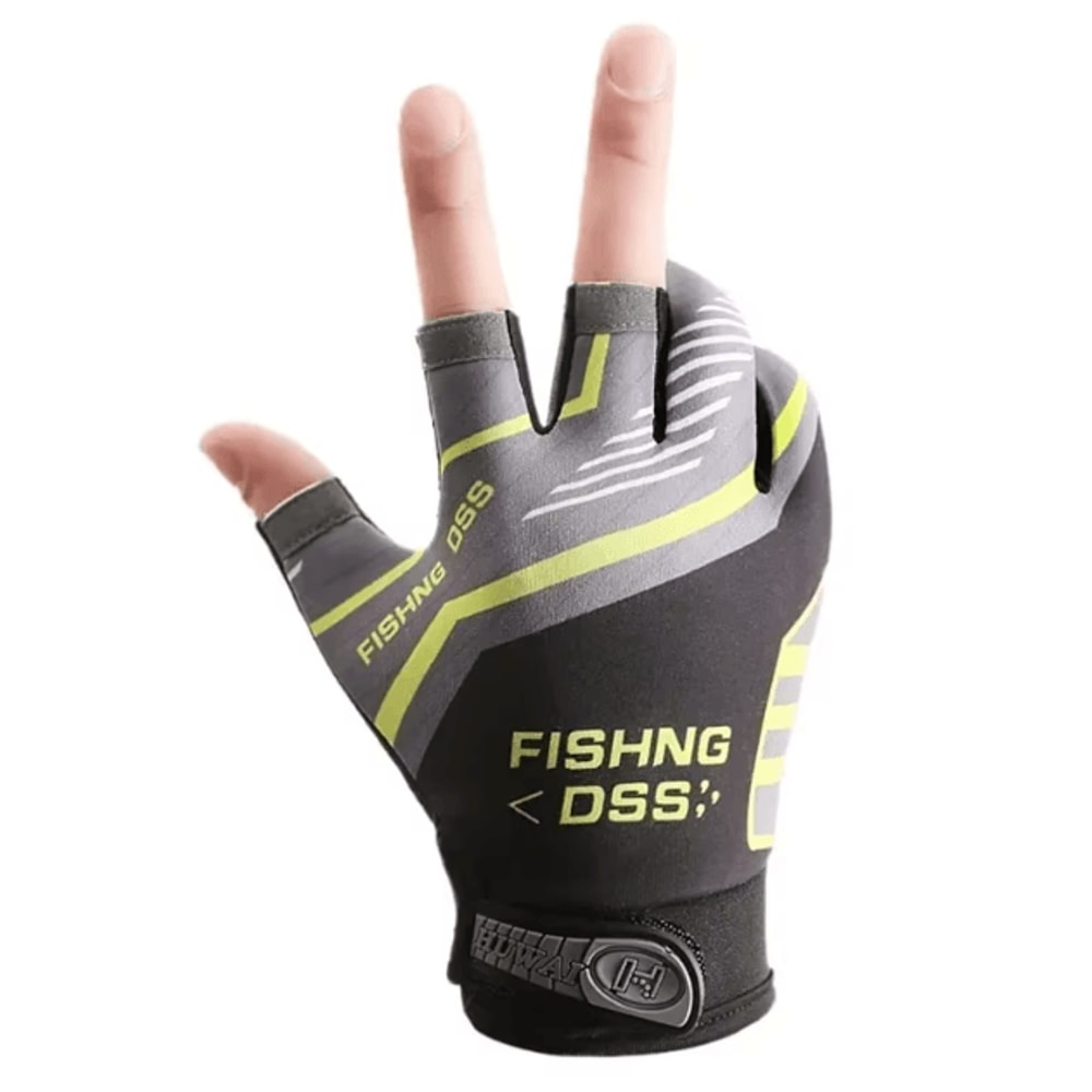 Breathable Ice Silk Fishing Gloves 3Finger Cut AntiSlip Sun Protection Gloves For Men 1