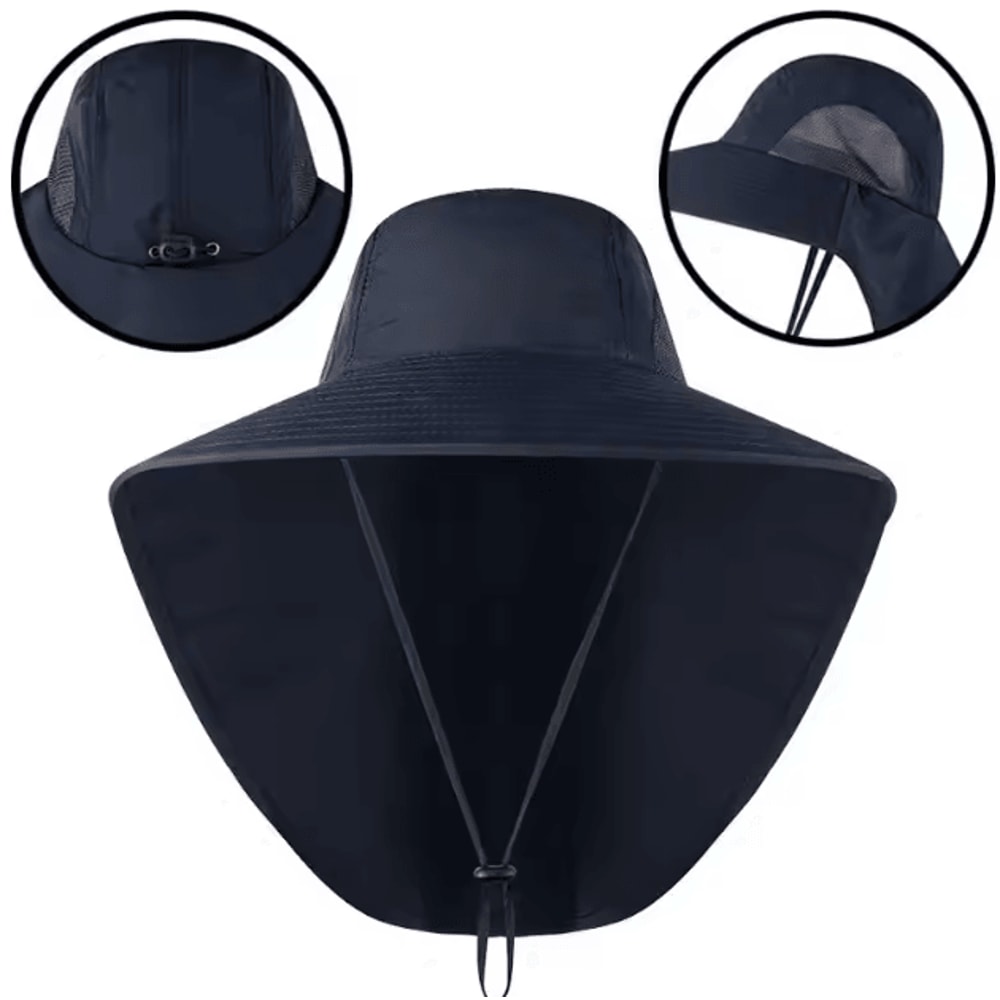 Wide Brim Sun Hat With Neck Flap UV Protection Cooling Safari Cap For Outdoor Hiking Fishing 5