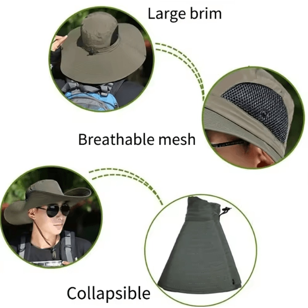 Breathable Mesh Sun Hat With Neck Flap UV Protection Fishing Hiking Cap 1