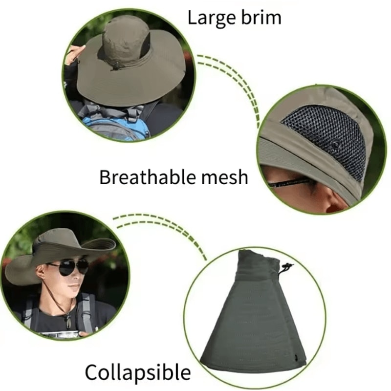 Breathable Mesh Sun Hat With Neck Flap UV Protection Fishing Hiking Cap 1