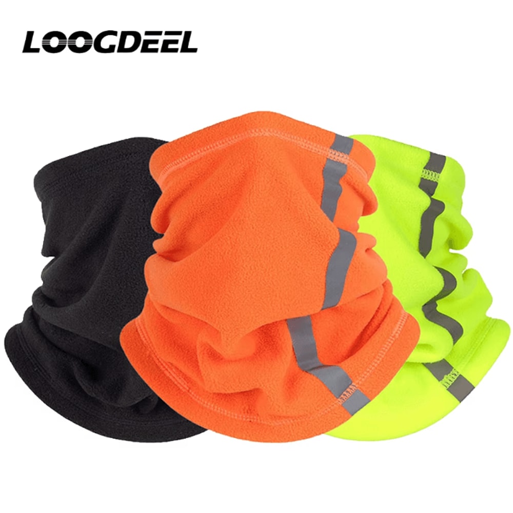 LOOGDEEL Fleece Motorcycle Half Face Mask Windproof Neck Warmer With Reflective Design 0