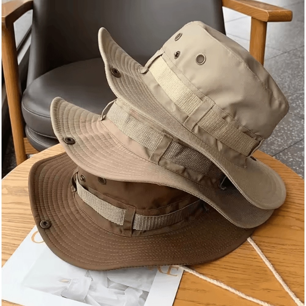 Wide Brim Boonie Sun Hat With Neck Flap UV Protection Breathable Outdoor Cap 0