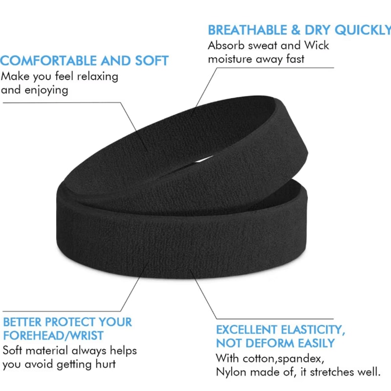 3Pack MoistureWicking Sports Headbands Sweatproof Workout Hairbands For Men Women 1