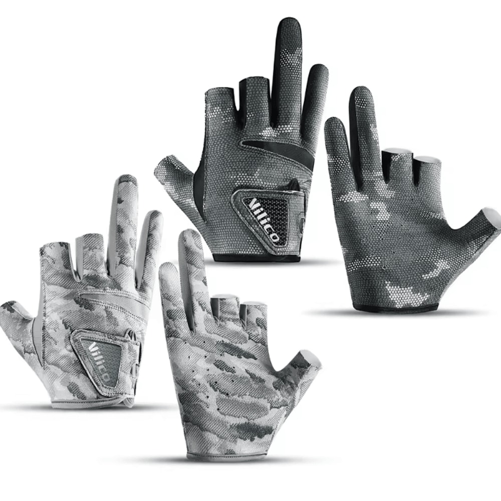 Ice Silk 3Finger Fishing Gloves Breathable AntiSlip Sun Protection Gloves For Men 0