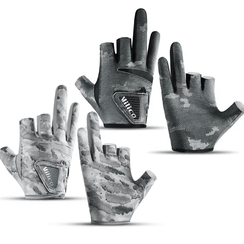 Ice Silk 3Finger Fishing Gloves Breathable AntiSlip Sun Protection Gloves For Men 0