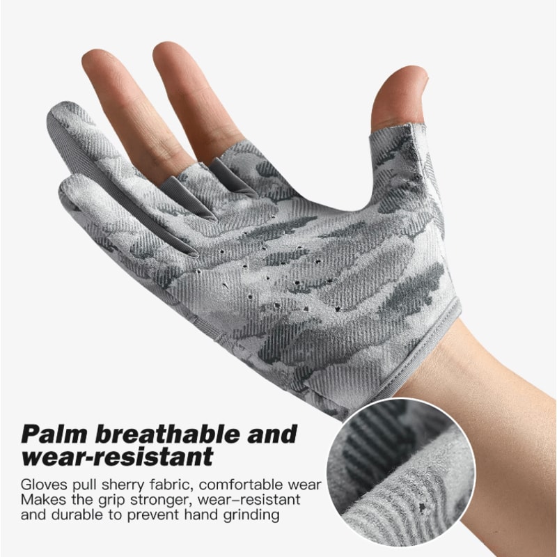 Ice Silk 3Finger Fishing Gloves Breathable AntiSlip Sun Protection Gloves For Men 1