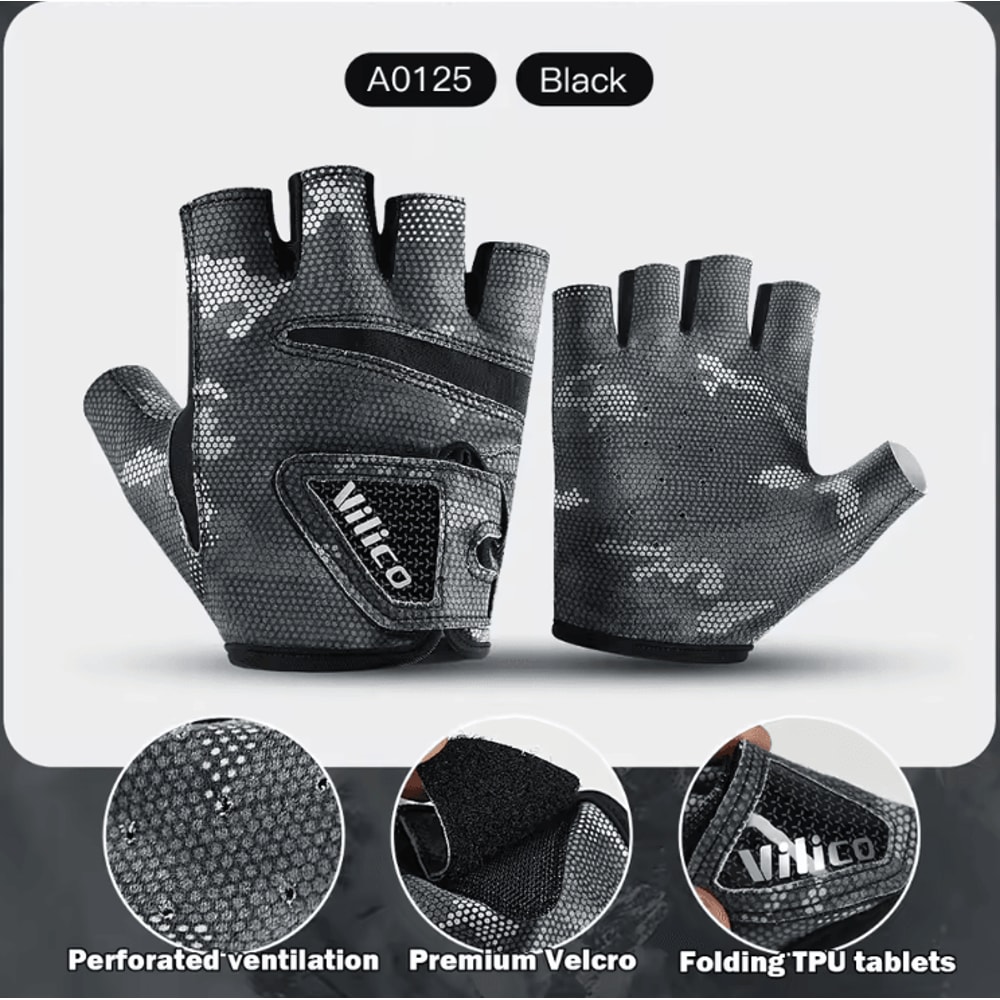 Ice Silk 3Finger Fishing Gloves Breathable AntiSlip Sun Protection Gloves For Men 4