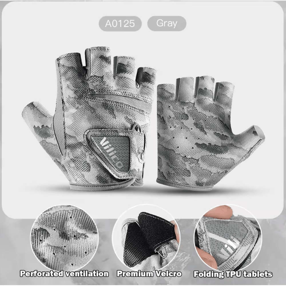 Ice Silk 3Finger Fishing Gloves Breathable AntiSlip Sun Protection Gloves For Men 5
