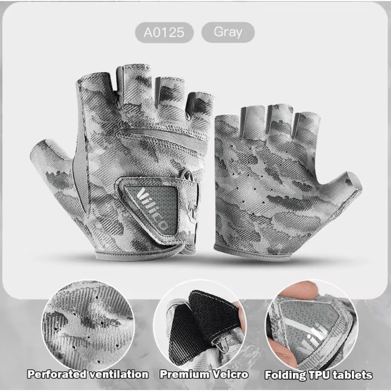 Ice Silk 3Finger Fishing Gloves Breathable AntiSlip Sun Protection Gloves For Men 5