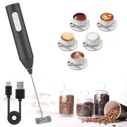 usb rechargeable mini milk frother 3-speed electric coffee whisk foam maker