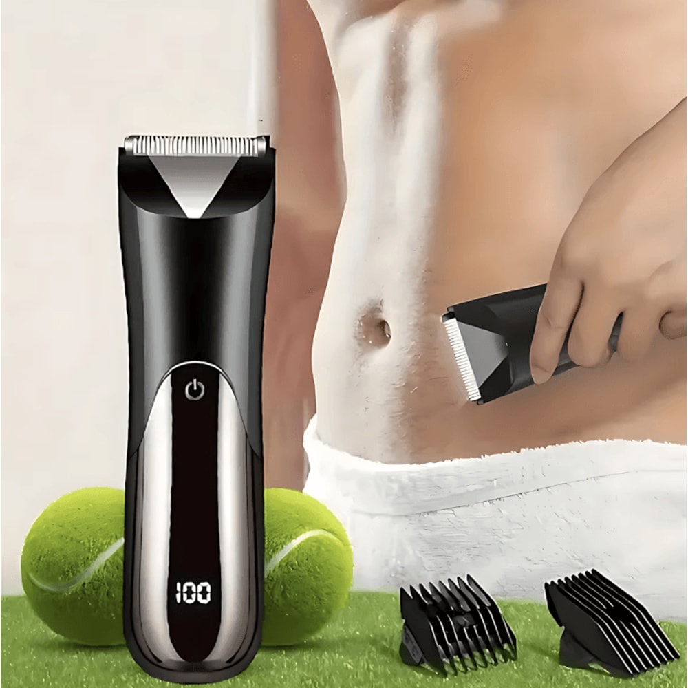 USB Rechargeable Electric Beard Trimmer LCD Display Precision Shaver For Men 0