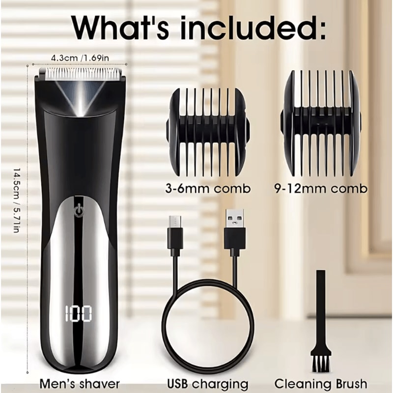 USB Rechargeable Electric Beard Trimmer LCD Display Precision Shaver For Men 3