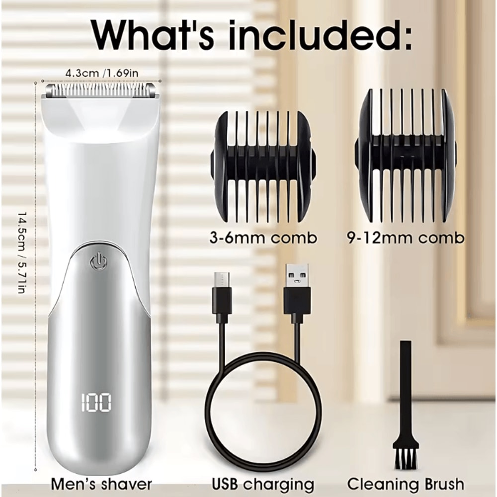 USB Rechargeable Electric Beard Trimmer LCD Display Precision Shaver For Men 4