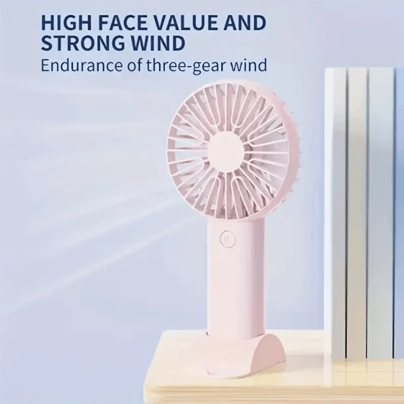 Mini USB Rechargeable Handheld Fan With Phone Holder Portable Desktop Cooling Fan 1