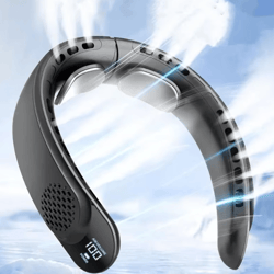 quad-core bladeless neck fan usb rechargeable 4000mah portable cooling fan with digital display