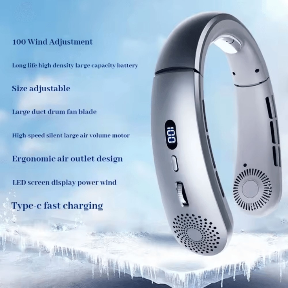 Lightweight 5Speed Bladeless Neck Fan USB Rechargeable HandsFree Cooling Fan 4