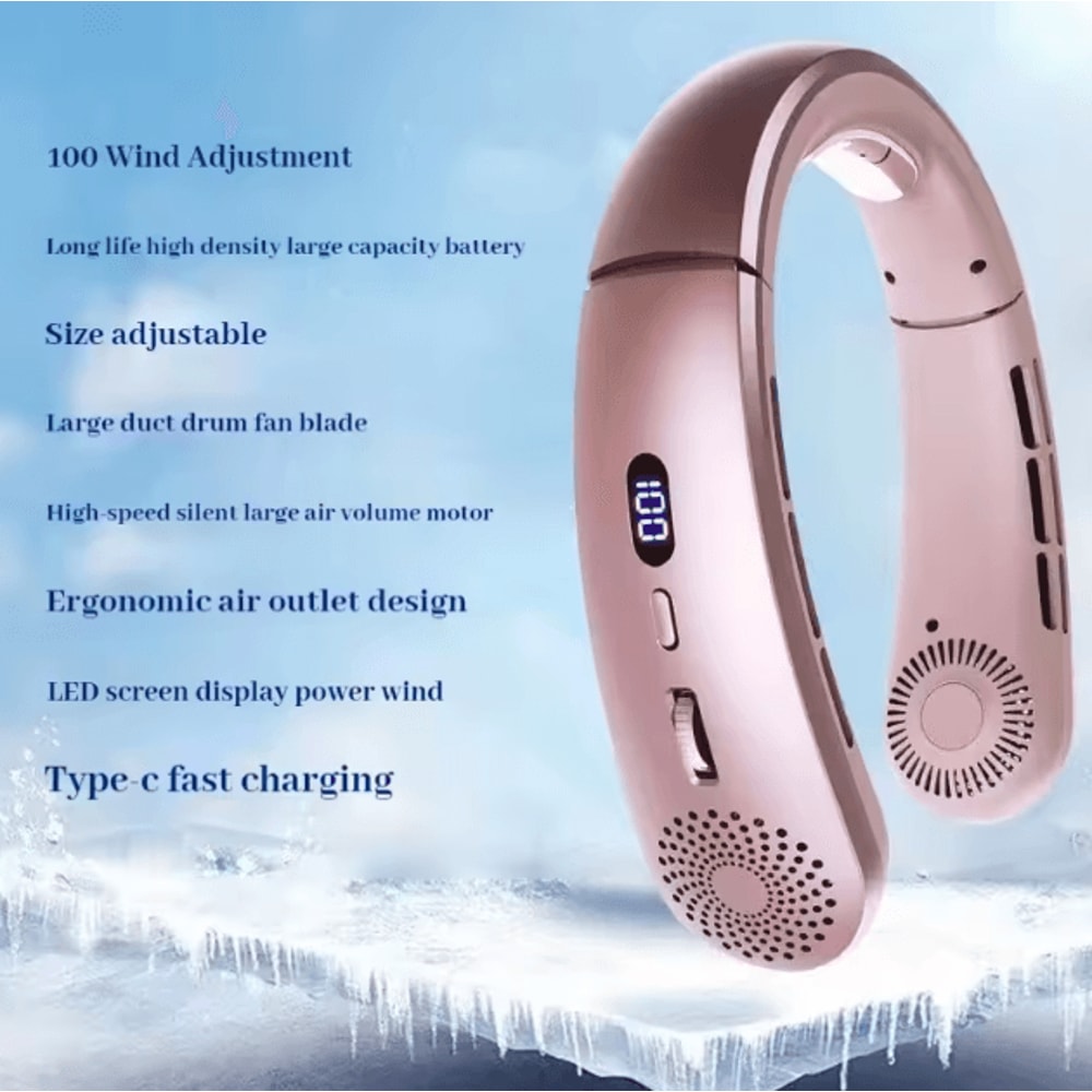 Lightweight 5Speed Bladeless Neck Fan USB Rechargeable HandsFree Cooling Fan 5