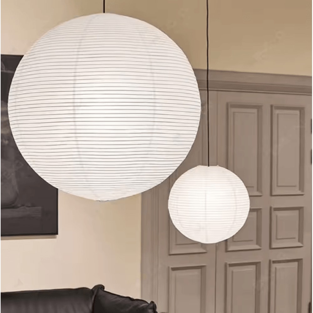 Classic Round Hanging Paper Lampshade For Soft Elegant Ambient Lighting 0