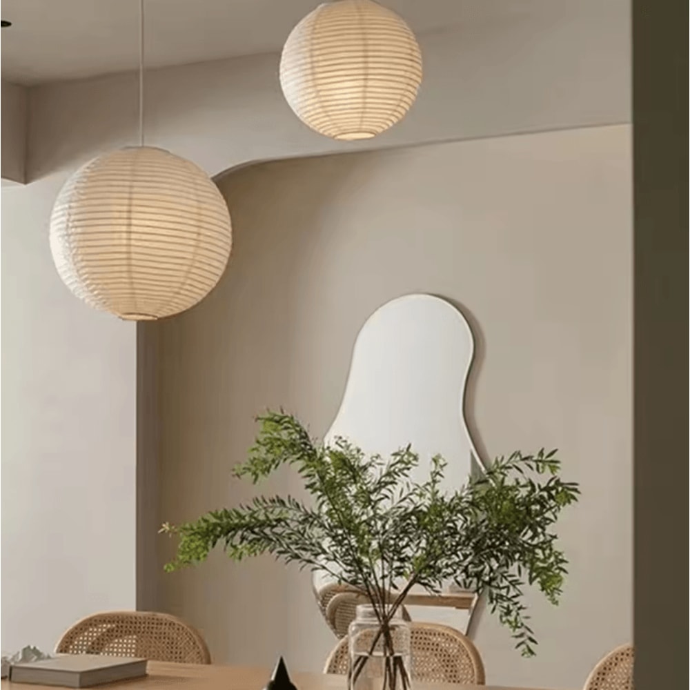 Classic Round Hanging Paper Lampshade For Soft Elegant Ambient Lighting 1