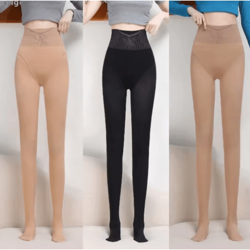 High Waist Nude Pantyhose Realistic Bare Leg Effect Shaping Tights 0