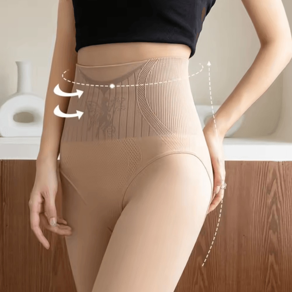 High Waist Nude Pantyhose Realistic Bare Leg Effect Shaping Tights 1