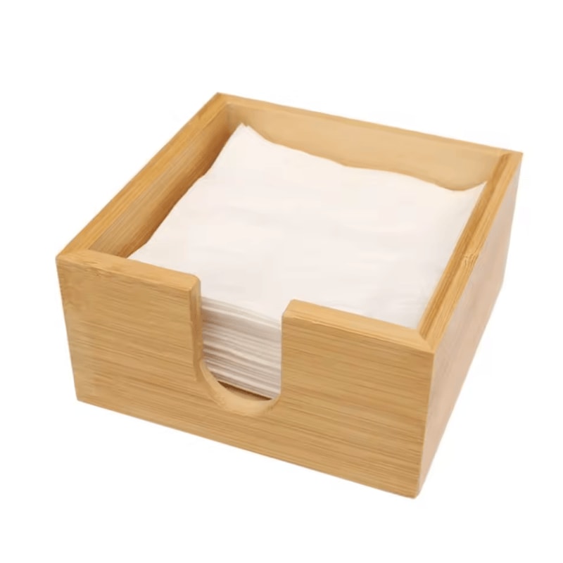Bamboo Tissue Box Napkin Organizer MultiFunction Tabletop Storage Case 3