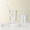 DoubleLayer Clear Tumbler With Straw Insulated Smoothie Iced Coffee Cup 1
