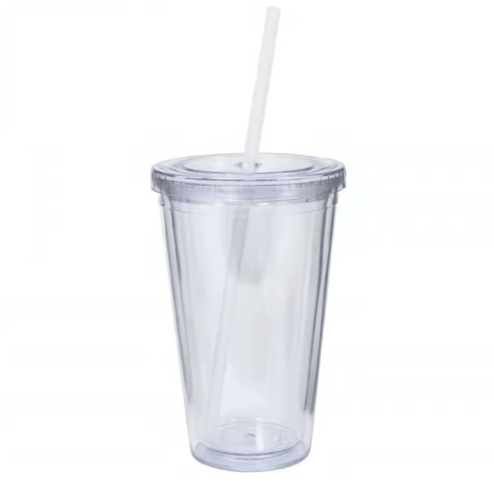 DoubleLayer Clear Tumbler With Straw Insulated Smoothie Iced Coffee Cup 3