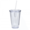 DoubleLayer Clear Tumbler With Straw Insulated Smoothie Iced Coffee Cup 4