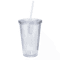 DoubleLayer Clear Tumbler With Straw Insulated Smoothie Iced Coffee Cup 5