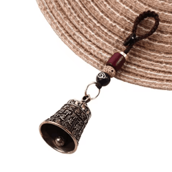 vintage brass buddhist bell keychain – engraved mantra lucky feng shui pendant