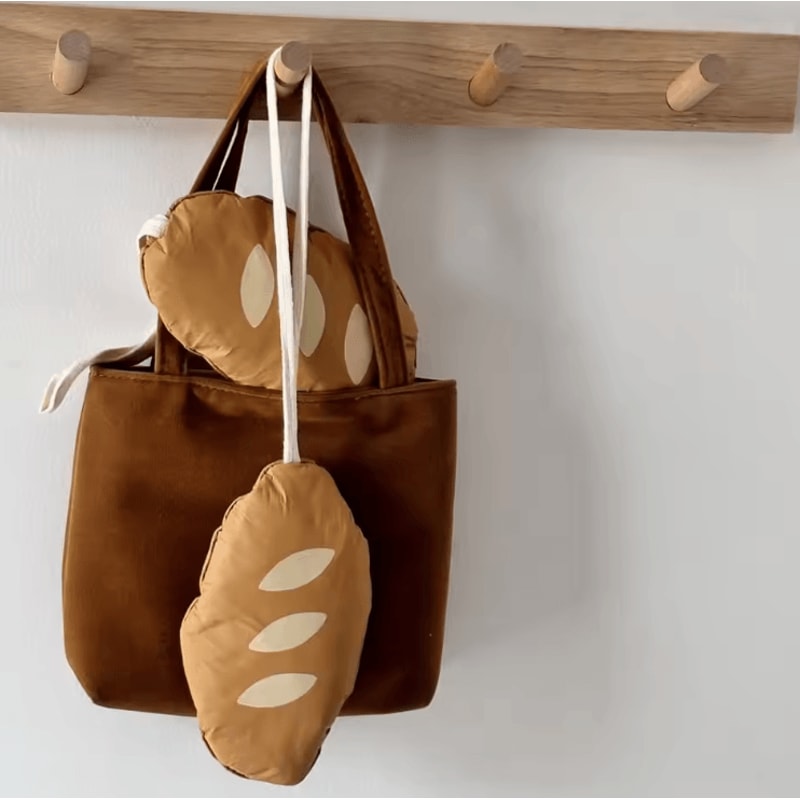 French Bread Foldable Shopping Bag Cute Cartoon Eco Tote For Everyday Use 0