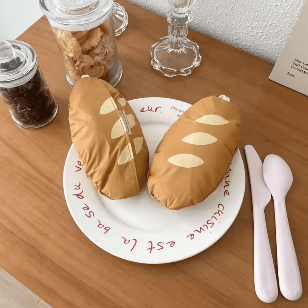 French Bread Foldable Shopping Bag Cute Cartoon Eco Tote For Everyday Use 3