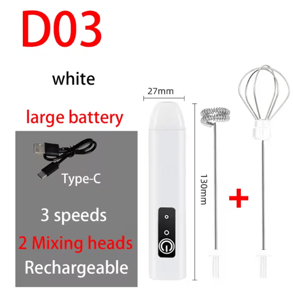 Wireless Electric Milk Frother Handheld Coffee Whisk Foam Maker 5