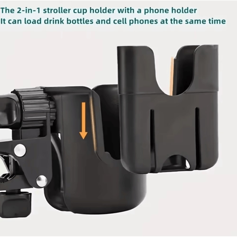 2in1 Universal Stroller Cup Holder With Phone Mount Adjustable Baby Stroller Accessory 2