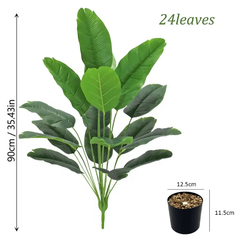 24Leaf Artificial Areca Palm Plant In Pot Realistic Indoor Tropical Decor Tree 3
